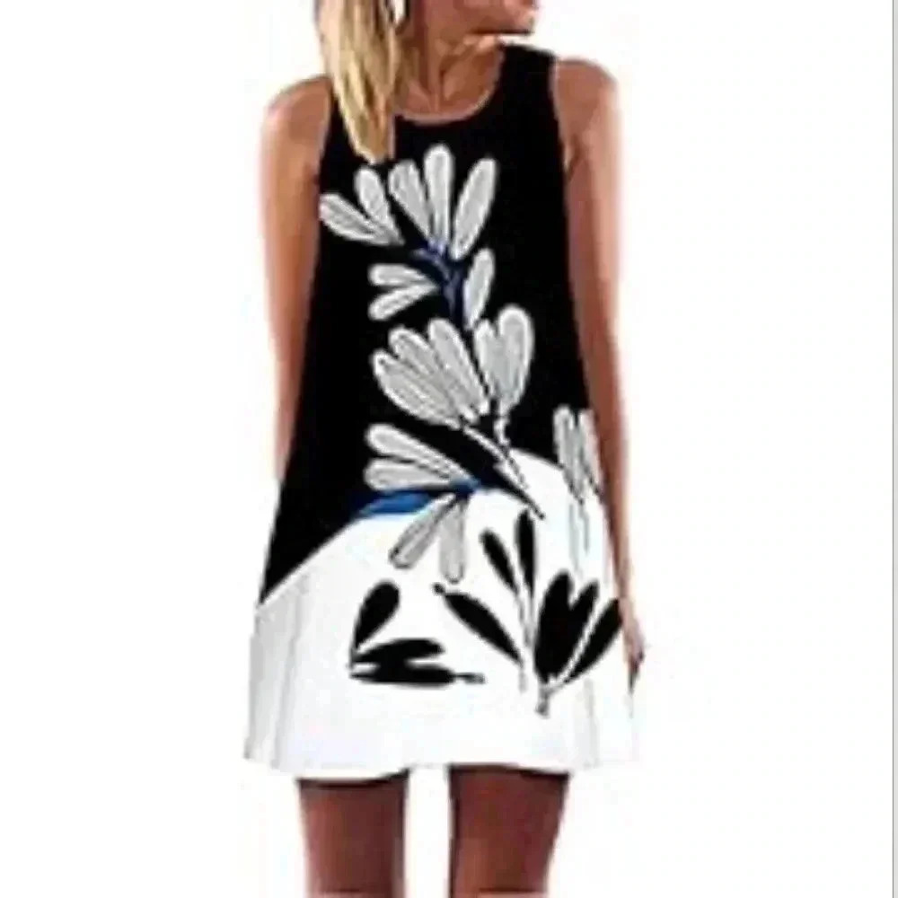 NWT Macro Light Women Summer Sleeveless Vintage Short Dress Size M White